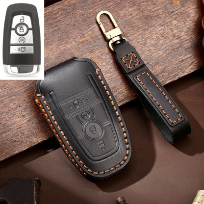 Leather Key Case, 4 Button Start + Roller Shutter Ford Key Cover