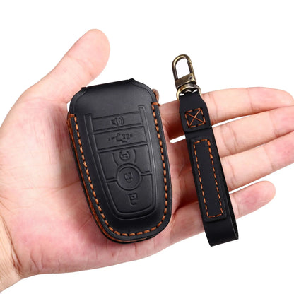 Leather Key Case, 4 Button Start + Roller Shutter Ford Key Cover